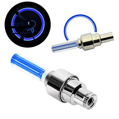 Haichen - 2 tapones de válvula de neumático con un led de neón activado por movimiento para rueda de seguridad para bicicleta, coche, motocicleta, azul