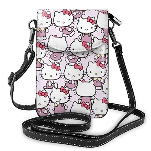 Hello-Kitty Cartoon Cute Phone Purse Bolsos Cruzados para Mujer Bolsos Ligeros Monedero de Cuero para Mujer Funda para teléfono móvil Funda para Billetera Bolsos de Hombro-C2