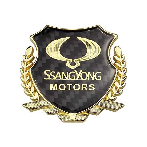 HTTY Etiqueta automática de Metal Auto Emblema de Emblema calcomanía para SsangYong Actyon Tivolan Korando Rodius Rexton 2 Kyron Tivoli Musso Accesorios (Color Name : Gold)