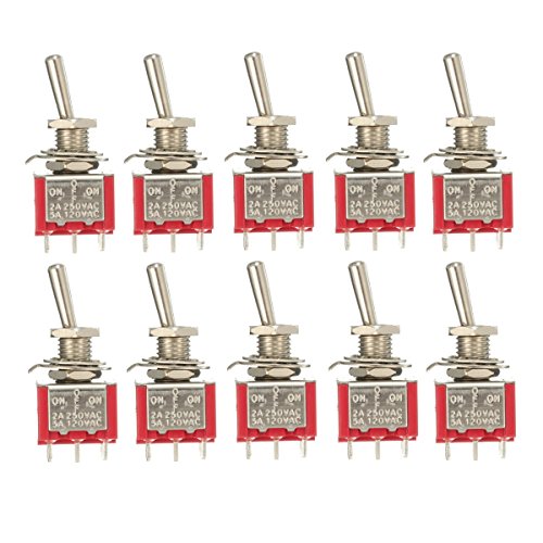 ILS – 10 pieces Red Toggle Switch DPDT On Off On 6 pins 3 Posición 5 A 120 VAC/2 A 250 VAC