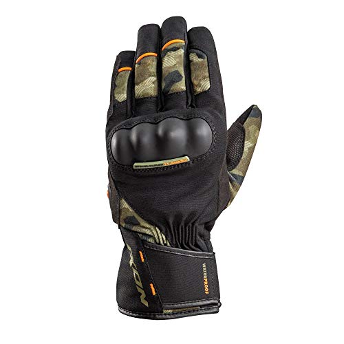 Ixon Pro Russel - Guantes de moto para hombre, color caqui, camuflaje naranja