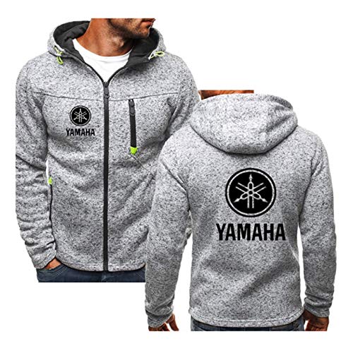 JIANCHI Terciopelo Espesa con Capucha de Hombres con impresión Yamaha Logo Cardigan Ocio Sudadera con Capucha cálida para Sudadera con Capucha para Hombre (Color : Light Gray, Size : XXL)