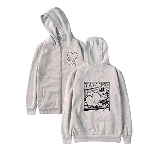 JLTPH Unisex Sudaderas con Capucha Tata Impreso Manga Larga Cremallera Hoodies Winter Warm Jumper Moda Deportiva Sweatshirt