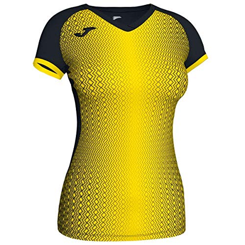 Joma Supernova Camisetas, Mujer, Negro-Amarillo, L