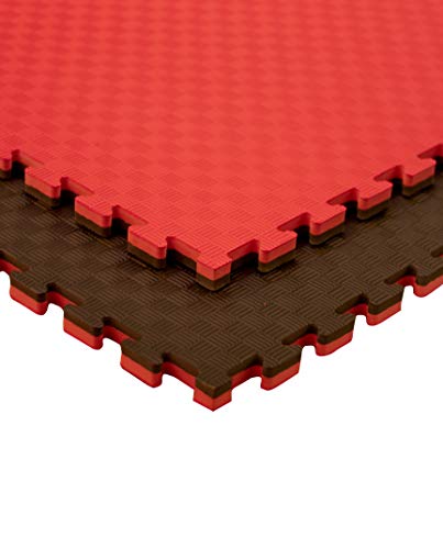 JOWY Estructura Tatami Puzzle con más Densidad para Gimnasio Artes Marciales Judo | Suelo Tatami Profesional 25mm Color Rojo y Negro Reversible