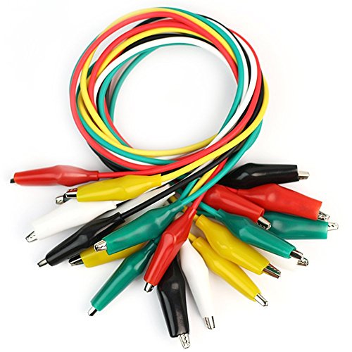 Juego de 10 cables de prueba Haodou de 5 colores con pinza de cocodrilo, de doble punta, 55 cm