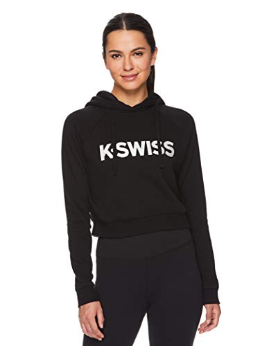 K-Swiss Women's Pullover Crop Hoodie - Hooded Activewear Workout Sweatshirt