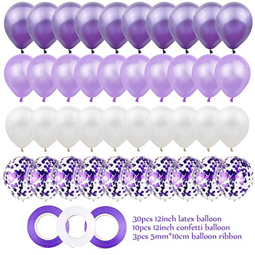 KAEHA SUN-016-04 40pcs 12inch Conjunto de globos de latex confeti, Purpure