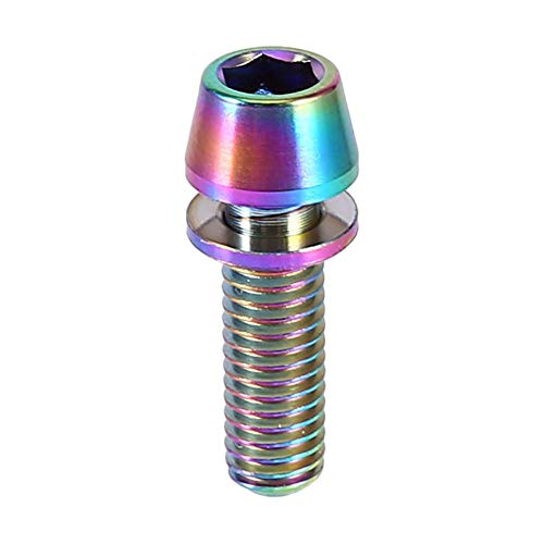 Keenso M5x16 Tornillo de Cónica Aleación de Titanio, Tornillo con Arandela para Coche, Carreras, Bicicletas, Motos, Bicicletas de Montaña(M5x16-Colorido)