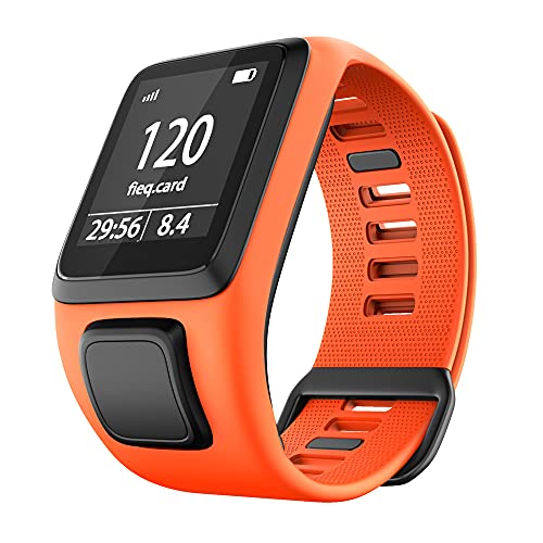 KINOEHOO Correas para relojes Compatible con TomTom Runner 2/Cardio + Music/Runner 3/Spark 3 Pulseras de repuesto.Correas para relojesde silicona.(naranja)