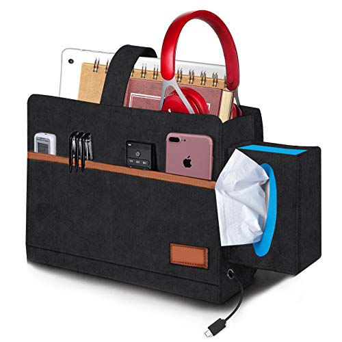 KITEOAGE Bolsillo Cama Bolsa de Organizador para Colgar de Fieltro Organizador de Almacenamiento Junto a la Cama para Revistas, Gafas, Tejido, Teléfono Móvil, Mando a Distancia