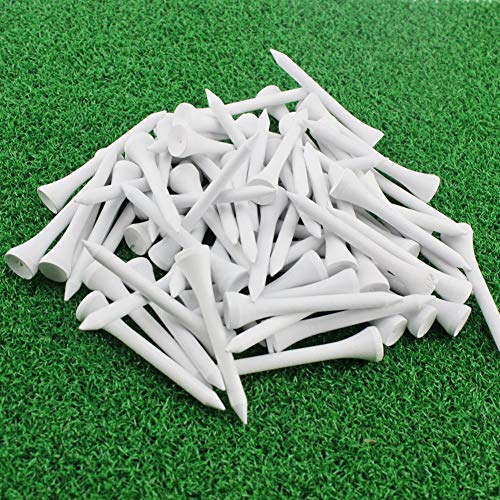 KOFULL Tees Profesionales de Madera de Golf tamaño 54 mm (2-1/8 Pulgadas), 100 Piezas por Paquete (Blanco)