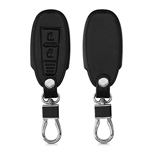 kwmobile Funda Compatible con Suzuki Sport Llave de Coche Keyless Go de 2 Botones - Cubierta de Cuero sintético - Case para Mando de Auto en Negro