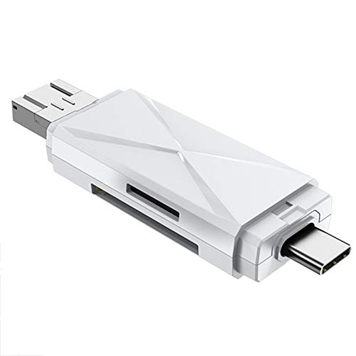Lector de tarjetas USB tipo C, lector de tarjetas SD TF, lector de tarjetas USB 2.0, adaptador micro USB OTG para teléfonos Android (blanco)