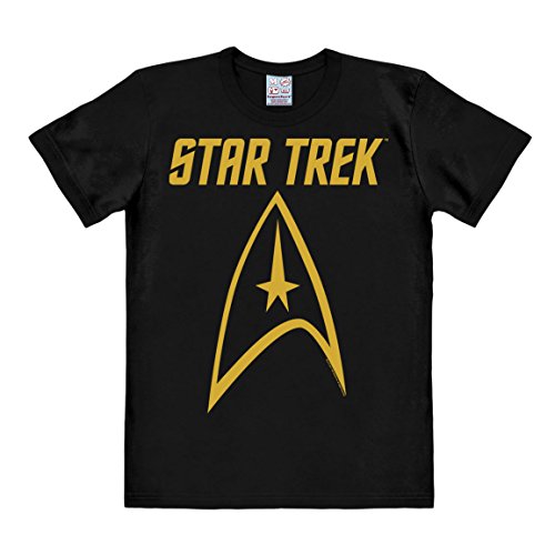 Logoshirt Series de Televisión - Star Trek - Enterprise - Emblema - Camiseta Hombre - Negro - Diseño Original con Licencia, Talla L