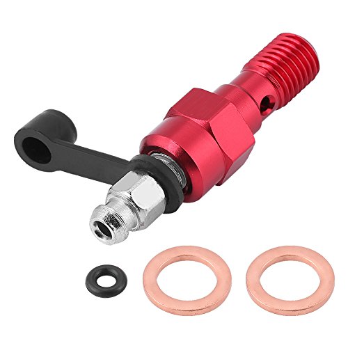 M10x1.0mm Freno de la motocicleta Cilindro maestro Calibrador Purgado Tornillo Pezón Banjo Perno y tapa protector(Red)