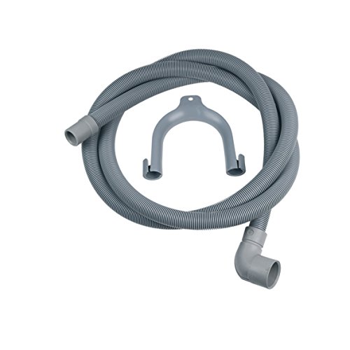 Manguera de desagüe de 2 m para lavadora y lavavajillas alternativo, Whirlpool Bauknecht 482000022642 Ariston Indesit C00054869, conectores acodados/rectos, diámetro 30/19 mm, con arco de sujeción