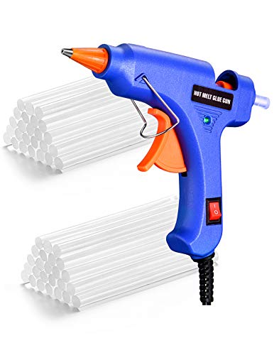 Mini Pistola de Silicona Caliente 20W con 50 PCS Barras Pegamento Alta Temperatura, Kit Pistolas Encolar para Manualidades Artesanía de Bricolaje Reparaciones Rápidas (Azul)