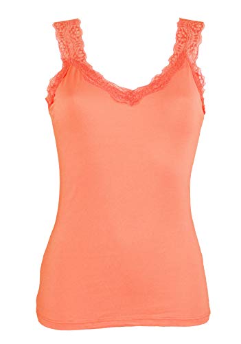 Miss Rouge - Top, camiseta de tirantes de encaje Naranja coral