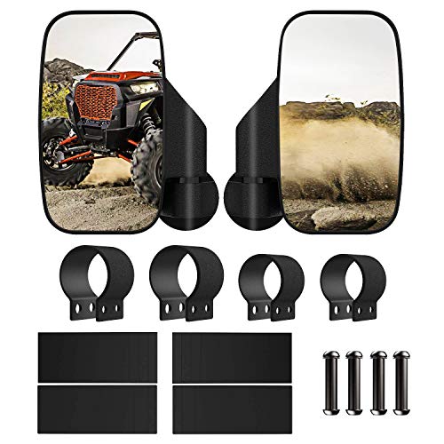 MoKo [2PZS Espejo Retrovisor Automóvil Completo Universal para Vehículos Todo Terreno, Retrovisor Lateral Irrompible para UTV Automóviles Tractor Excavadora Camión Caravana - Negro