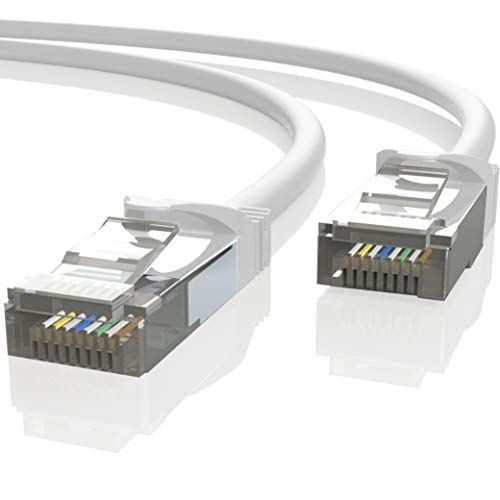 Mr. Tronic 20m Cable de Red Ethernet Latiguillo | CAT7, SFTP, CCA, RJ45 (20 Metros, Blanco)