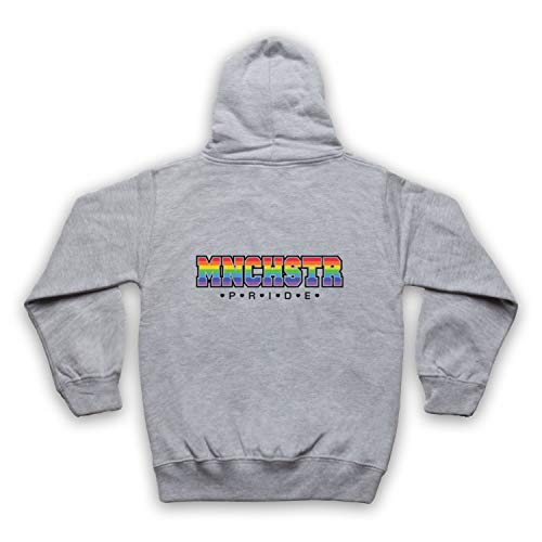 My Icon Art & Clothing MNCHSTR Pride LGBT Festival Manchester Gay Pride March - Sudadera con Capucha y Cremallera para niños Gris 9-11 Años/Pecho 36"