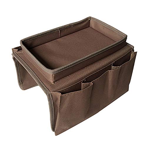 Organizador de reposabrazos para sofá,reposabrazos, bolsa de almacenamiento para colgar botellas de agua, dormitorio dormitorio cama,sofá organizador para TV remoto teléfono revistas libros (café)