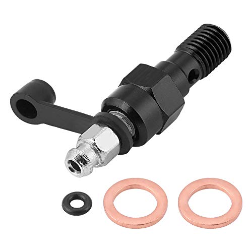 Pernos Banjo para motocicleta M10x1.25mm Pinza Válvula de purga Cilindro maestro de freno de motocicleta Pinza Tornillo de purga Pezón Perno Banjo + Tapa antipolvo Universal(Negro)