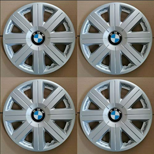 Prince 4 tapacubos de 16 pulgadas en plata para BMW Serie 1, 2, 3, 4, X1, X2, X3,