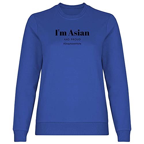Print Dynastie Sudadera para Mujer Stop Asian Hate ALM Asien China, Japón, Corea Tailandia Vietnam, Tamaño:3XL, Color:Asian & Proud Royal
