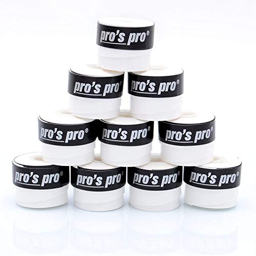 Pros Pro Cyclone - Bandas adhesivas para raquetas de tenis (10 unidades), color blanco