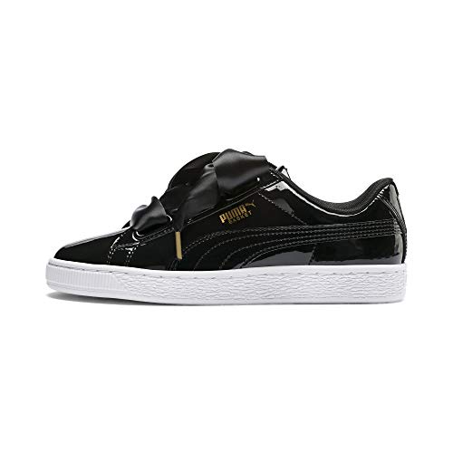 PUMA Basket Heart Patent Wn'S, Zapatillas Mujer, Negro Black Black, 37.5 EU