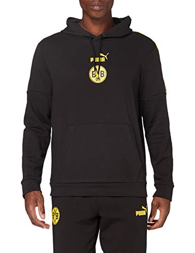 PUMA BVB Ftblculture Hoody Sudadera, Hombre, Black/Cyber Yellow, L