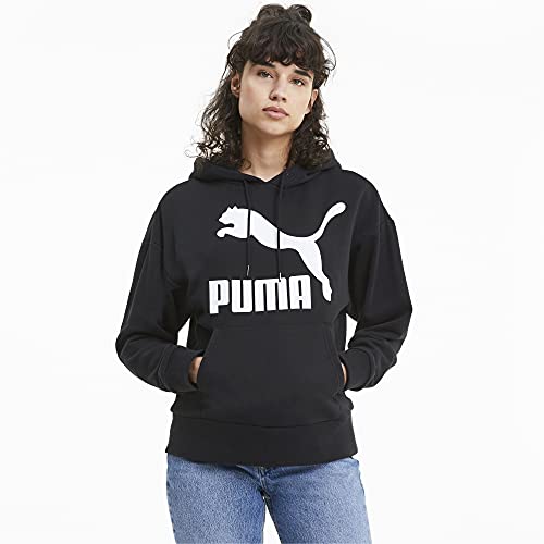 PUMA Classics Logo Hoody Regular fit Sudadera, Mujer, Negro, M