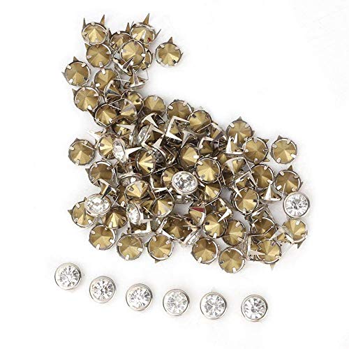 Remaches de diamantes de imitación 100pcs Remaches rápidos de cristal Spots Studs Cap Leather Craft DIY Nailhead Punk Spikes Remaches para ropa Bolsa Zapatos Decoración