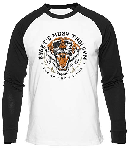 Sagats Muay Thai Tiger Gym The Art Camiseta de Béisbol Unisex Hombres Mujeres Manga Larga Camiseta Blanca T-Shirt Baseball Men Women White tee XXL