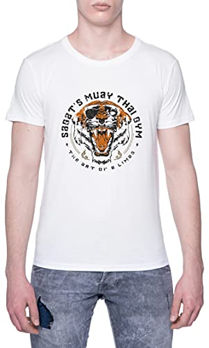 Sagats Muay Thai Tiger Gym The Art Camiseta De Los Hombres Manga Corta Blanco T-Shirt Men White tee S