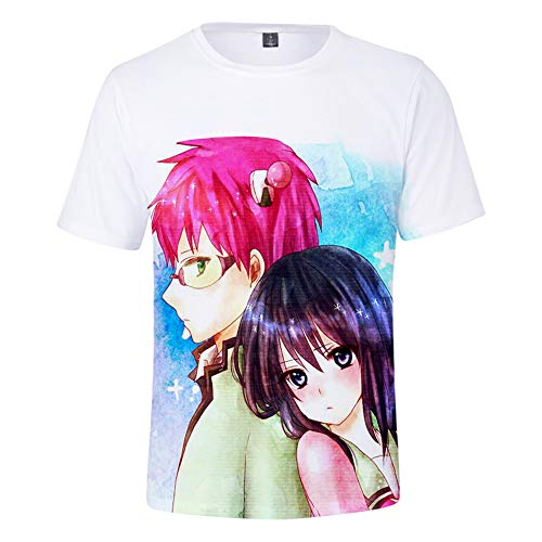 SalmophC Camiseta Saiki Kusuo, Unisex Anime The Disastrous Life of Saiki K Camiseta de Manga Corta con Cuello Redondo y Estampado 3D, Camiseta Informal Holgada para niños y Adultos