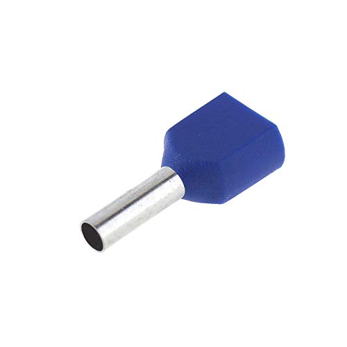 SeKi 14222 - Terminales de doble cable (2 x 2,5 mm², 100 unidades, 2,5 mm²), color azul