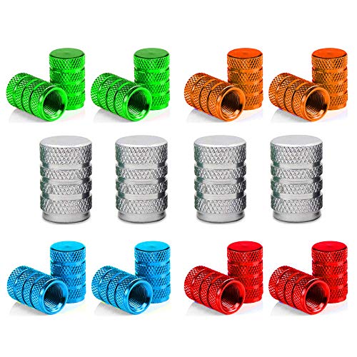 Senven 20Pcs Alta calidad Tapones de válvula de aleación de aluminio. Válvula de neumático para evitar fugas de aire para coche, moto, camión, bicicleta, Válvula de neumático universal.