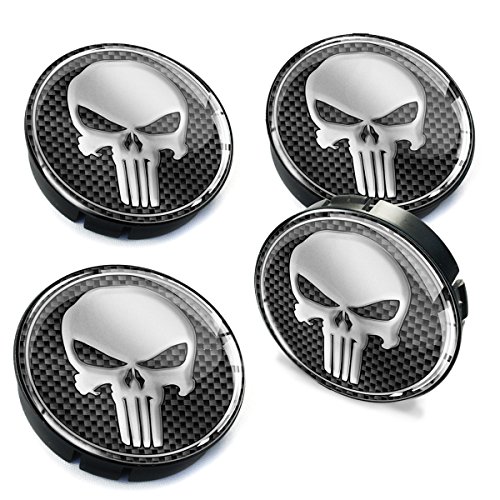 SkinoEu® 4 x 60mm Universal Tapas de Rueda de Centro Craneo Skull Punisher Tapacubos para Llantas Coche C 2