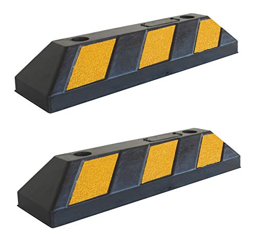 SNS SAFETY LTD Tope Rueda de Goma para Estacionar y Garajes, Negro Amarillo, 55x15x10 cm (Paquete de 2)