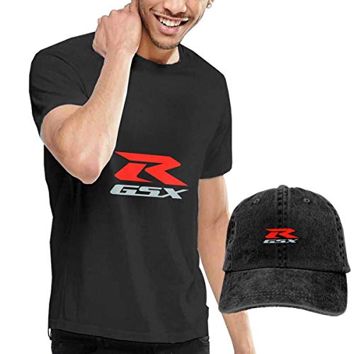 SOTTK Camisetas y Tops Hombre Polos y Camisas, Design Suzuki-gsx-r-Logo T-Shirt with Hats for Man 100% Organic Cotton Short Sleeve Black