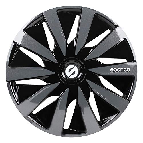 SPARCO SPC1391BKGR Tapacubos Lazio, Negro/Gris, Set de 4, 13"