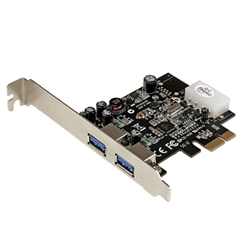 StarTech.com PEXUSB3S25 - Adaptador PCI Express PCI-E de 2 Puertos, USB 3.0, alimentación Molex LP4 y UASP, Negro