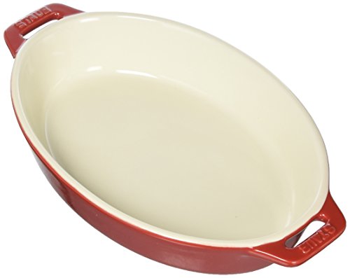 STAUB Ceramics - Plato ovalado para cocinar (25,4 cm), color rojo