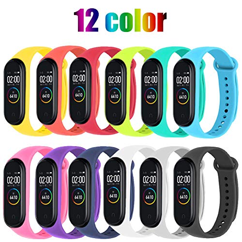 STN Compatible con Xiaomi Mi Band 4 Pulsera Banda, Correas de Repuesto de Silicona para Xiaomi Mi Band 4/3 Smart Band NFC Correa de Pantalla a Color (12PCS)