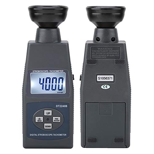 Tacómetro flash estroboscopio,Jadpes Tacómetro Flash con Estroboscopio, 60-40,000 RPM DT2240B Tacómetro Digital Portátil con Estroboscopio Flash Tacómetro con Velocímetro Flash V