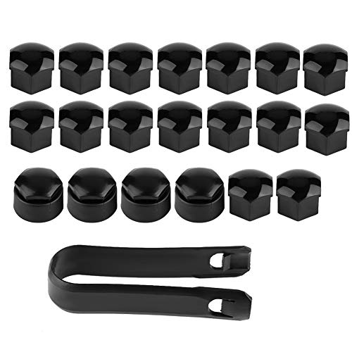 Tapa del borde de la tuerca de la rueda, 20pcs 17mm Tuerca Rueda del coche Auto Hub Tornillo Protección Tapa de la cubierta antirrobo(Negro)