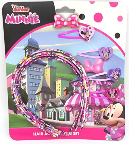 TDL Disney Minnie Mouse Set - 4 Diademas & 4 Pinzas De Cabello - Licenciado Oficialmente - 4 Head Band and Clip Set